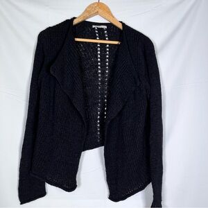 VTG GAP Cardigan Women M Black Open Front Knit Long‎ Sleeve